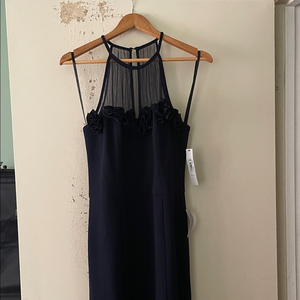 Elegant Maggy London Navy Semi Formal Halter Dress Size 14